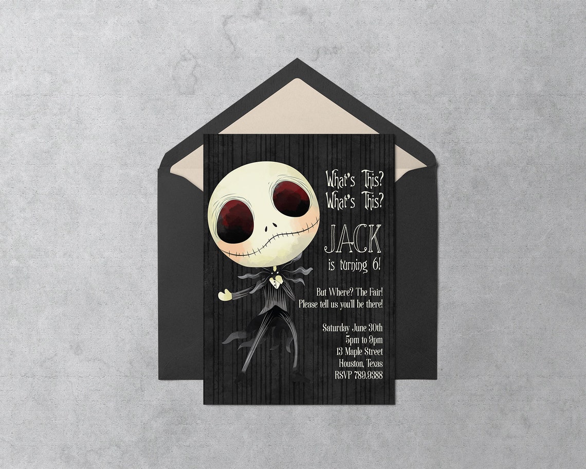 The Nightmare Before Christmas Birthday Invitation, Jack Skellington Birthday, Birthday ...