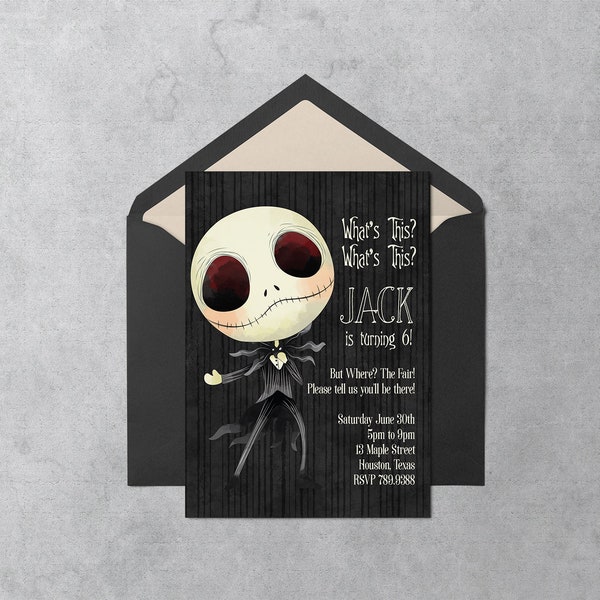 The Nightmare before Christmas birthday invitation, Jack Skellington birthday, birthday invitations, bone daddy, you print!