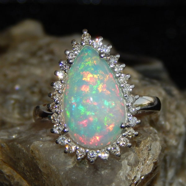 Opal Diamond Ring - Etsy