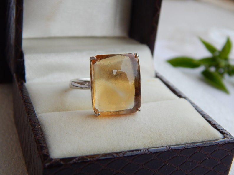 Citrine Ring Natural Gemstone 925 Sterling Silver Oval Citrine November Birthstone Valentines Gift For Her Men Women Ring Cocktail Ring