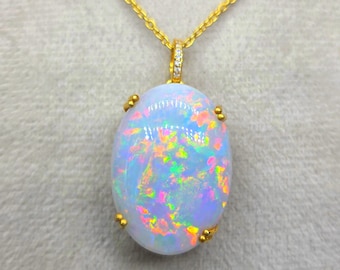 Natural Fire Opal Pendant Necklace, 14k Gold, Anniversary Gift October birthstone Gemstone Jewelry