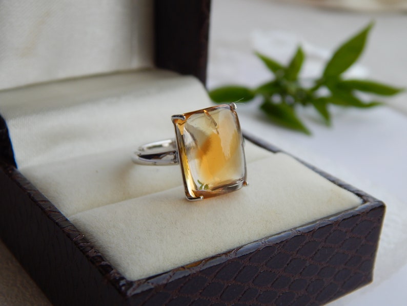 Citrine Ring Natural Gemstone 925 Sterling Silver Oval Citrine November Birthstone Valentines Gift For Her Men Women Ring Cocktail Ring