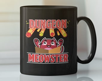 Dungeon Meowster mug. Roleplaying mug, dungeon and dragon. Cat lover.  11/15 coffee mug gift.