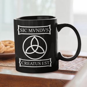 Dark Sic Mundus Mug. Creatus Est, Science fiction, time travel mug.  11 and 15 Coffee Mug Gift