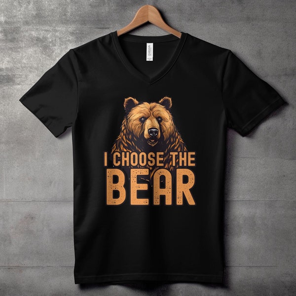 I Choose The Bear Graphic T-Shirt, Bold Bear Face Print, Funny Viral Meme, Unisex Casual Tee