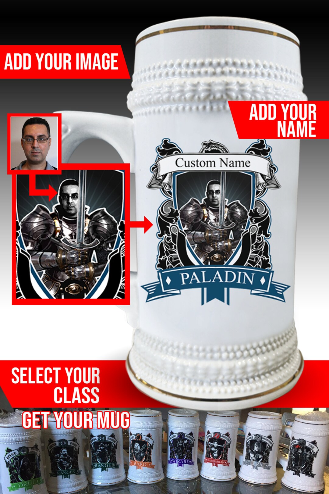 Custom D&D Beer Stein. Dnd Mugs. Dungeon and Dragon Roleplaying