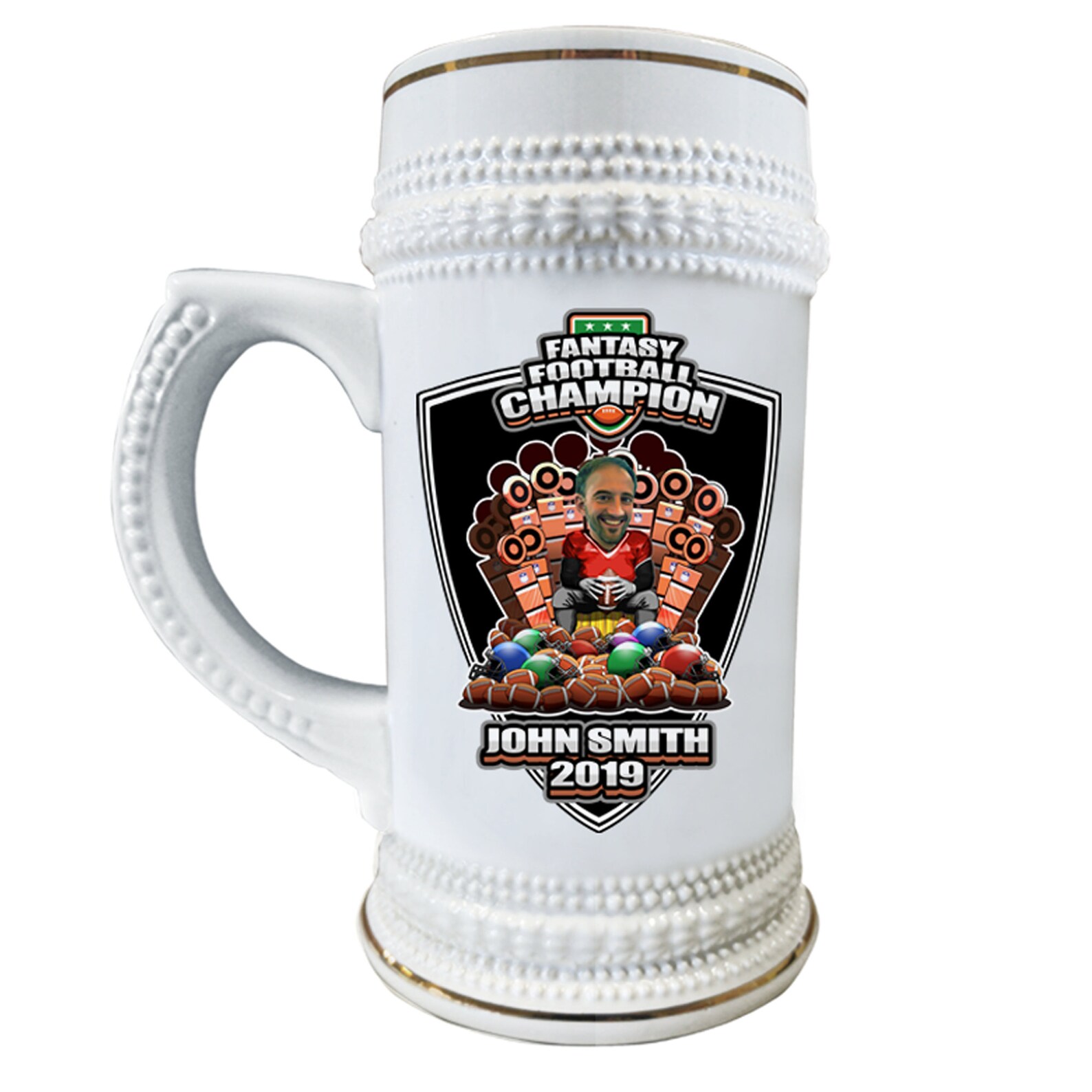 Personalized custom Fantasy Football Beer Stein. GOT inspired. Etsy