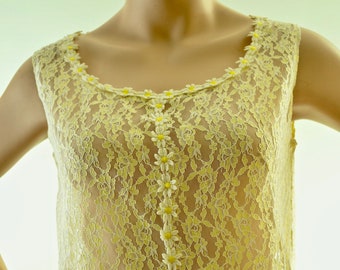 60's mod daisy lace slip dress