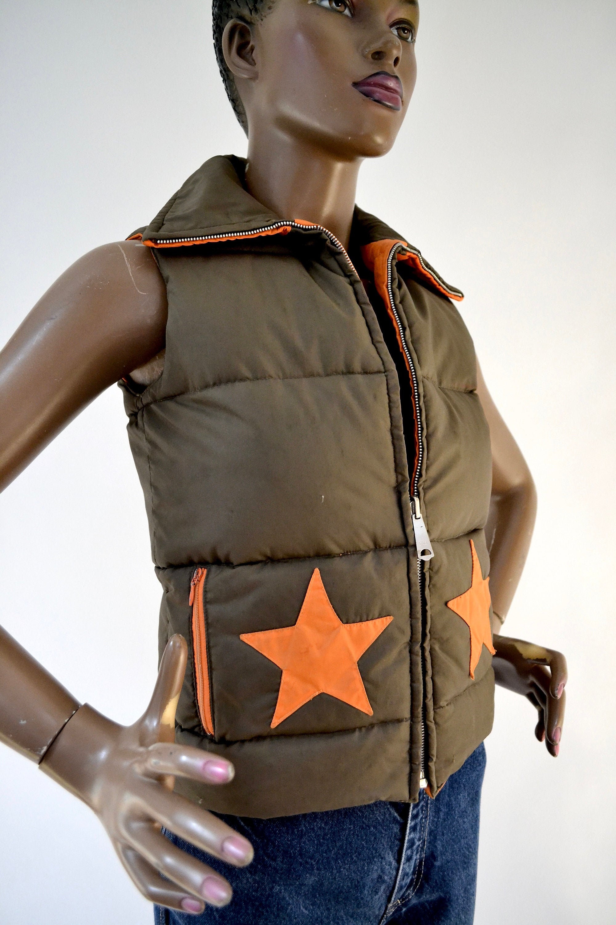 Orange Puffer Vest - Etsy