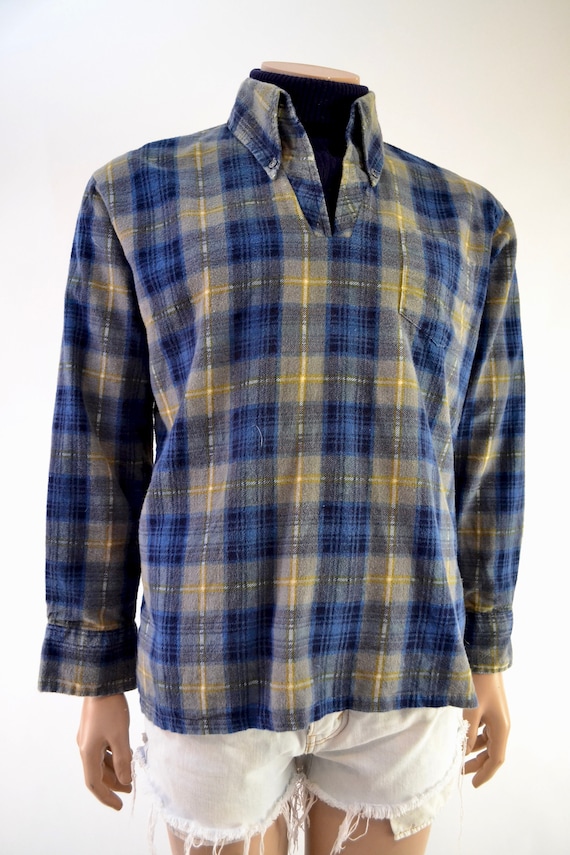 70's David Harrison pull over flannel with turtle… - image 1