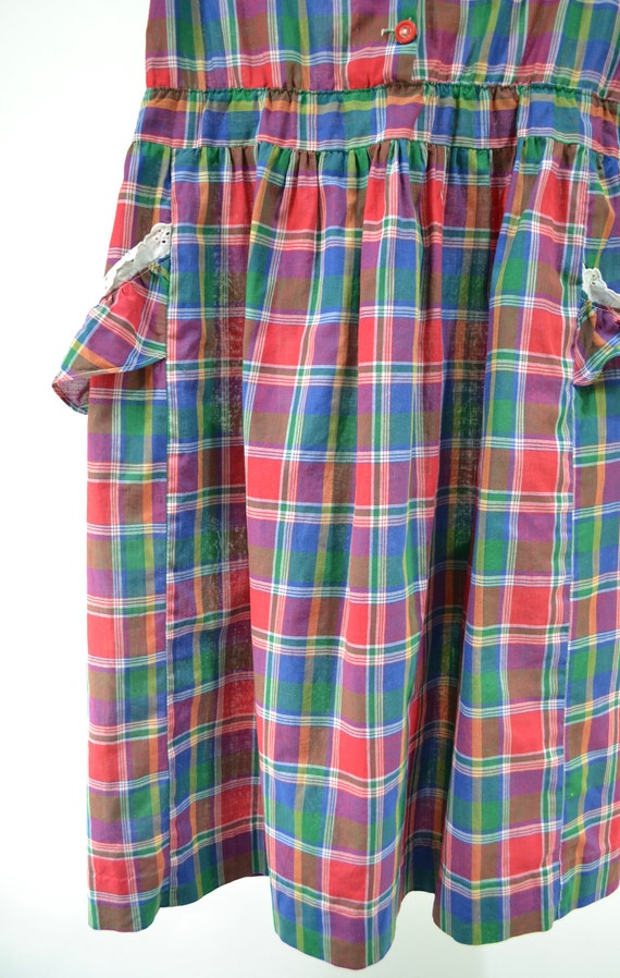 50's handmade plaid kids dress - image 4