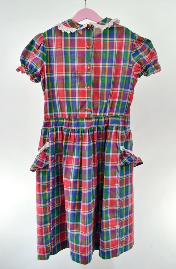 50's handmade plaid kids dress - image 2