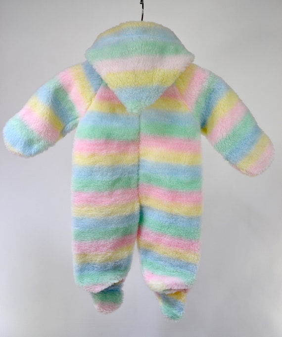 60's fuzzy sherbert striped baby onesie - image 5