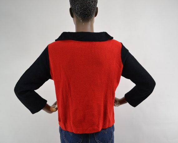 50's black and red v front /mock neck sweater - image 3