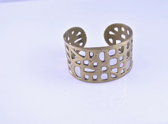 Brass modernist cut out cuff - image 1