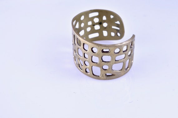 Brass modernist cut out cuff - image 2