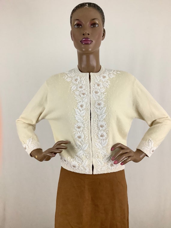 50's beaded angora cardigan