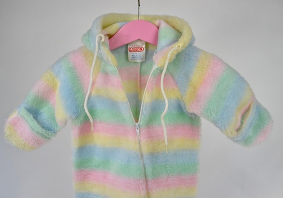 60's fuzzy sherbert striped baby onesie - image 2