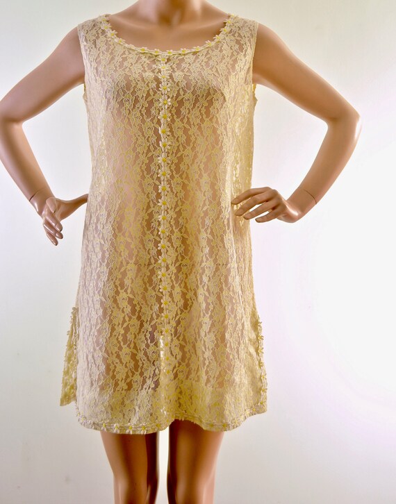 60's mod daisy lace slip dress - image 2