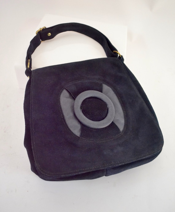 Mod navy suede hand bag