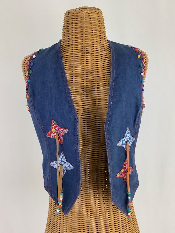 Faded Glory, beaded, patchwork vest