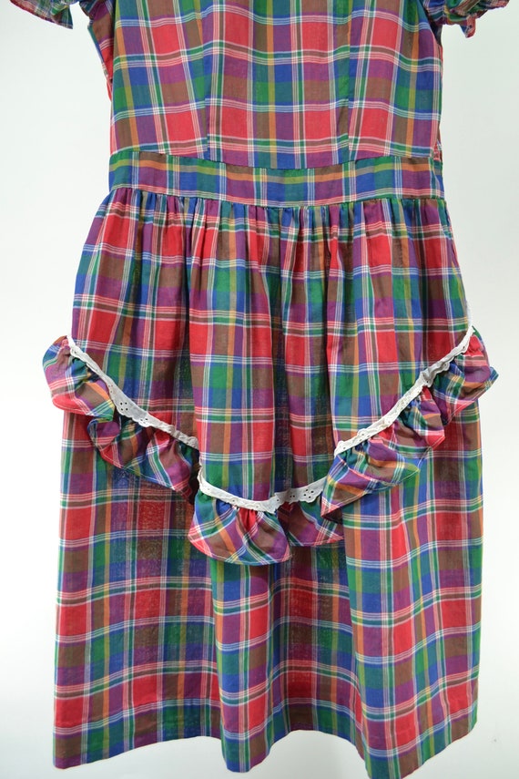 50's handmade plaid kids dress - image 6