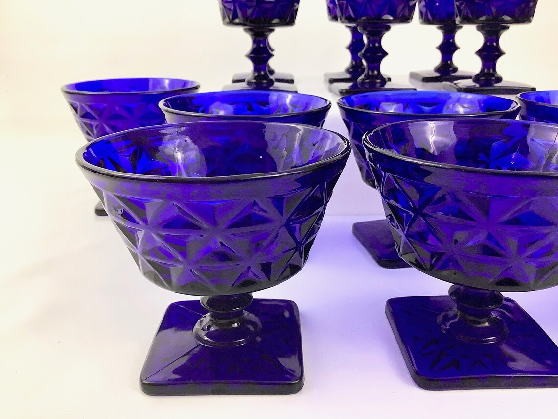 14pc. Cobalt Blue Glasses - Etsy