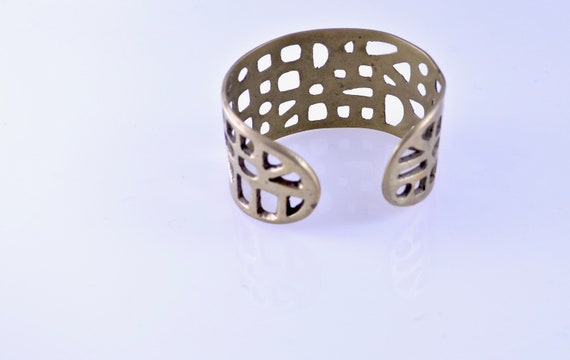 Brass modernist cut out cuff - image 3