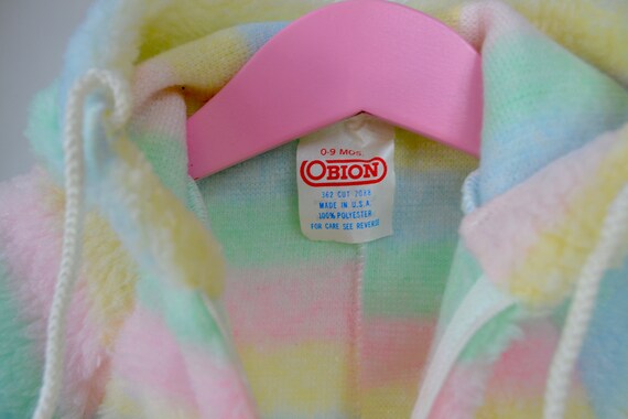 60's fuzzy sherbert striped baby onesie - image 4