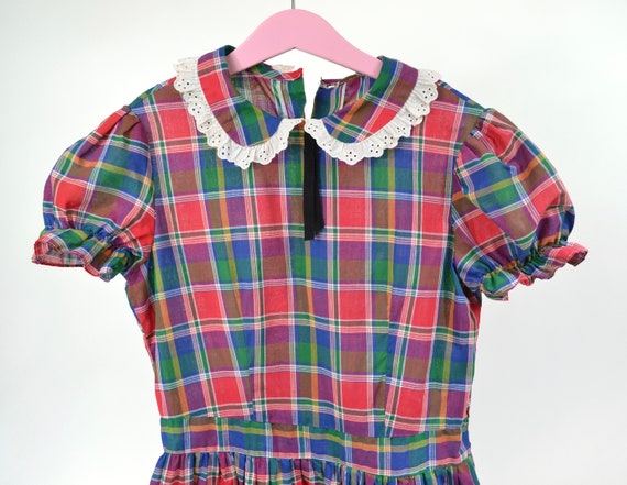 50's handmade plaid kids dress - image 7