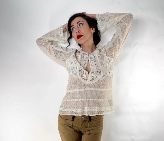 Victor Costa lace boho blouse