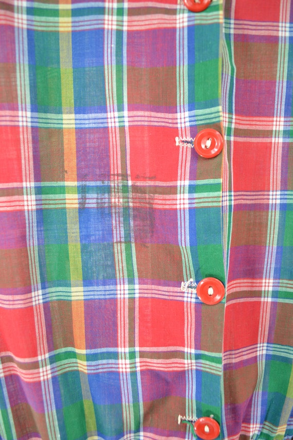 50's handmade plaid kids dress - image 3