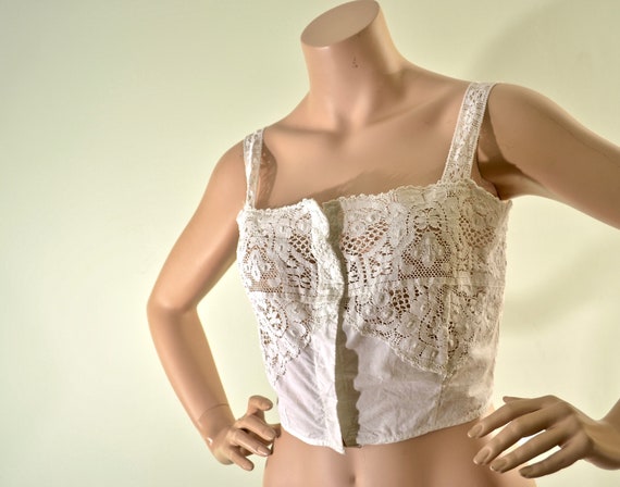 Handmade bobbin lace cotton camisole