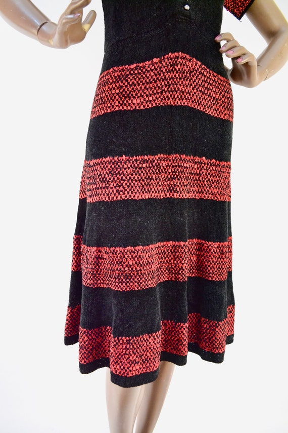 40's chenille and ribbon knit handmade dress - image 3