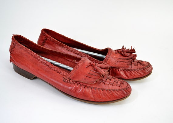 80's Cole Hann red leather loafers - size 8 - image 4