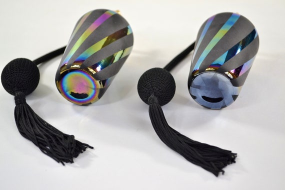 Pair of black and rainbow slick striped hand blow… - image 5