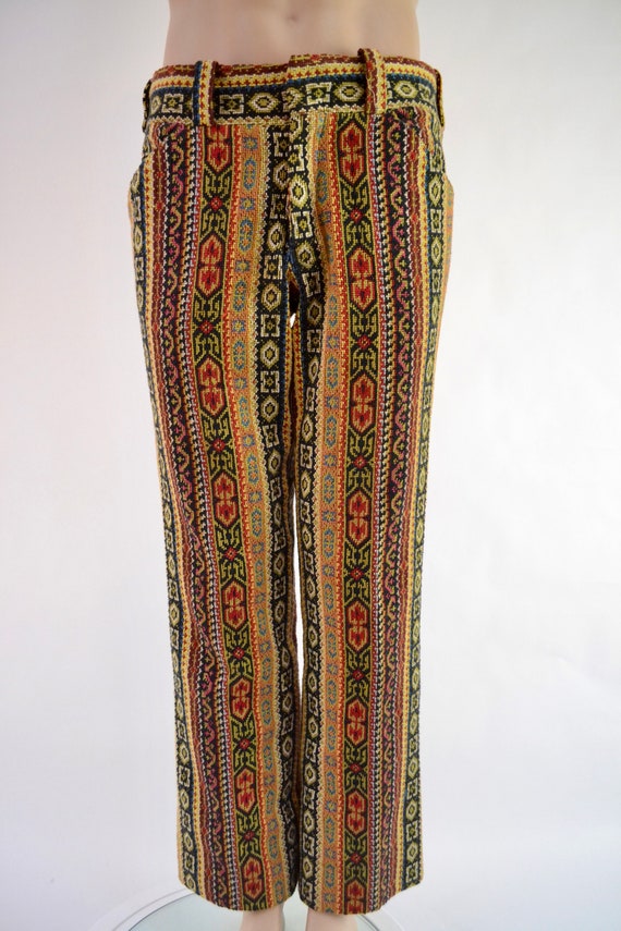 70's tapestry carpet trousers - I.Magnin