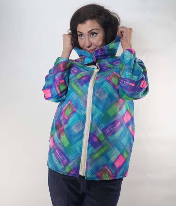 Psychedelic painted brush stroke fall jacket Gem