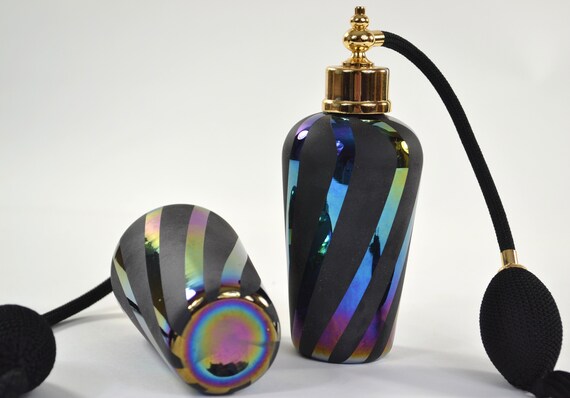 Pair of black and rainbow slick striped hand blow… - image 1