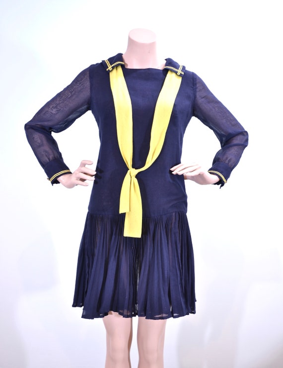 30's style cotton drop waist sailor dress