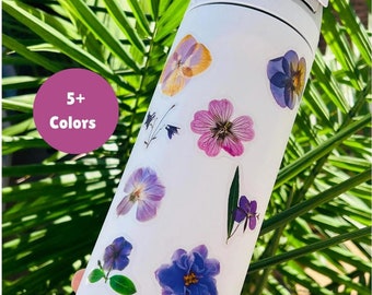Water Bottle Sticker Gift Idea For Mom Sister Aunt Cup Sicker Accessories Floral Pressed Stickers Idea Free Sip Custom