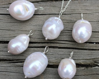 Handcrafted Baroque Pearl Pendant: Sterling Silver Necklace, Statement Jewelry