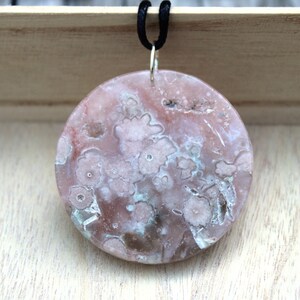 Natural Flower Agate necklace with sterling silver loop, Cherry Blossom Agate necklace, gemstone crystal floral necklace, gift for her