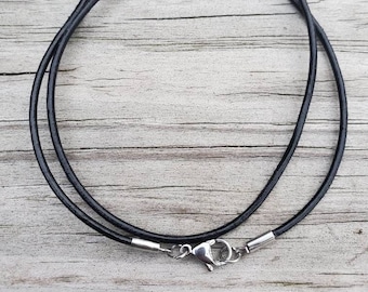 Collana Con Cordino In Finta Pelle Scamosciata Da 2 Mm Realizzata Con Catene Di Ferro E Fermagli Ad Artiglio Di Aragosta Blu Di Prussia 44x0 2cm - Foto 13