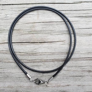 Polyester cord/2.0mm black leather necklace cord necklace/choker cord/black leather necklace with stainless steel clasps, DIY necklace line