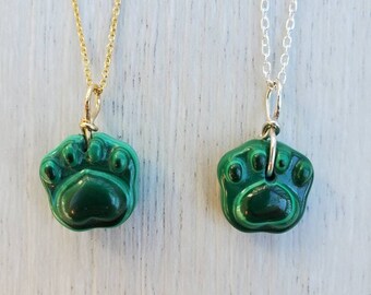 Bronze-y gold with malachite necklace. Cat brooch