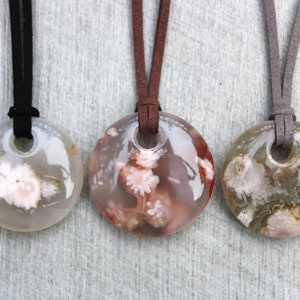 Natural Flower Agate necklace, cute Cherry Blossom Agate necklace, gemstone crystal floral necklace, gardening gift, gift for her