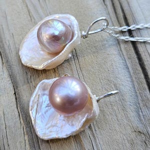 Lila Süßwasserperle Anhänger mit Sterling Silber, einzigartige Blumenkette, Weihnachtsgeschenk