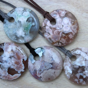 Natural Flower Agate necklace, cute Cherry Blossom Agate necklace, gemstone crystal floral necklace, gardening gift, gift for her