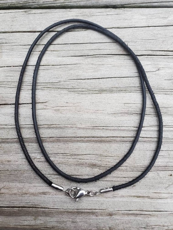 Genuine Black Leather Necklace Cord, 2mm Black Cord Chain Necklace, Choker  Cord, Black Leather Necklace With Stainless Steel 